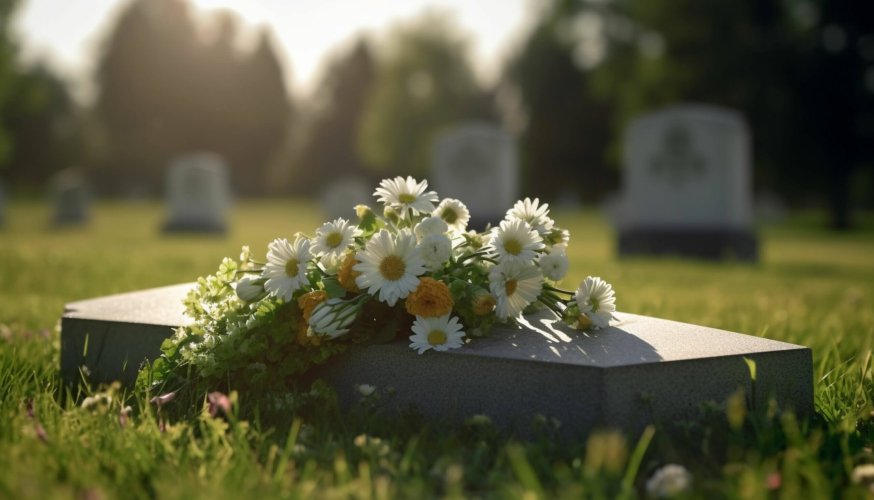 A memorial headstone